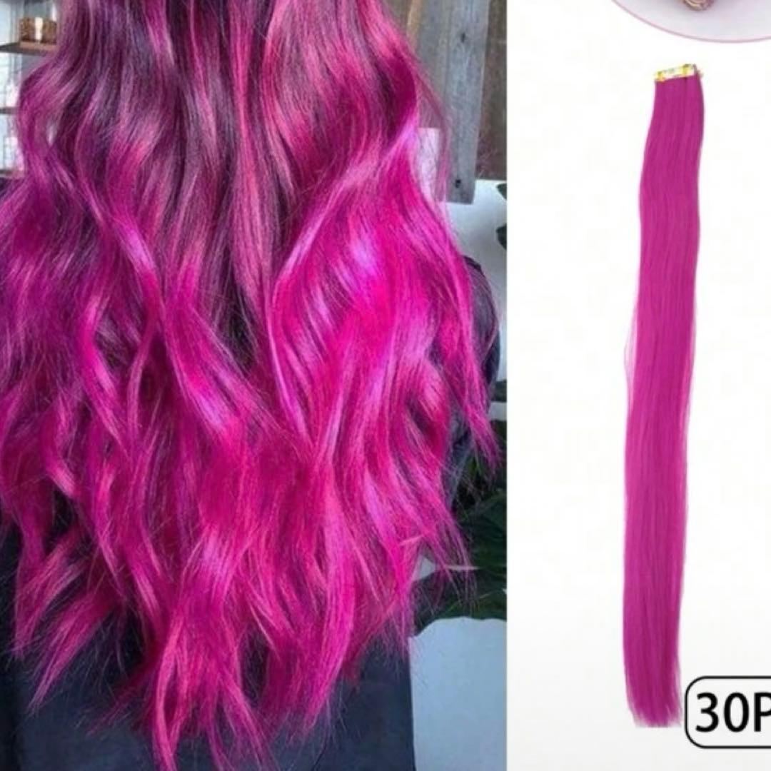 Pink and Purple Hair Extensions - Adhesive Extensions for Bangs and Hair Dye Effect