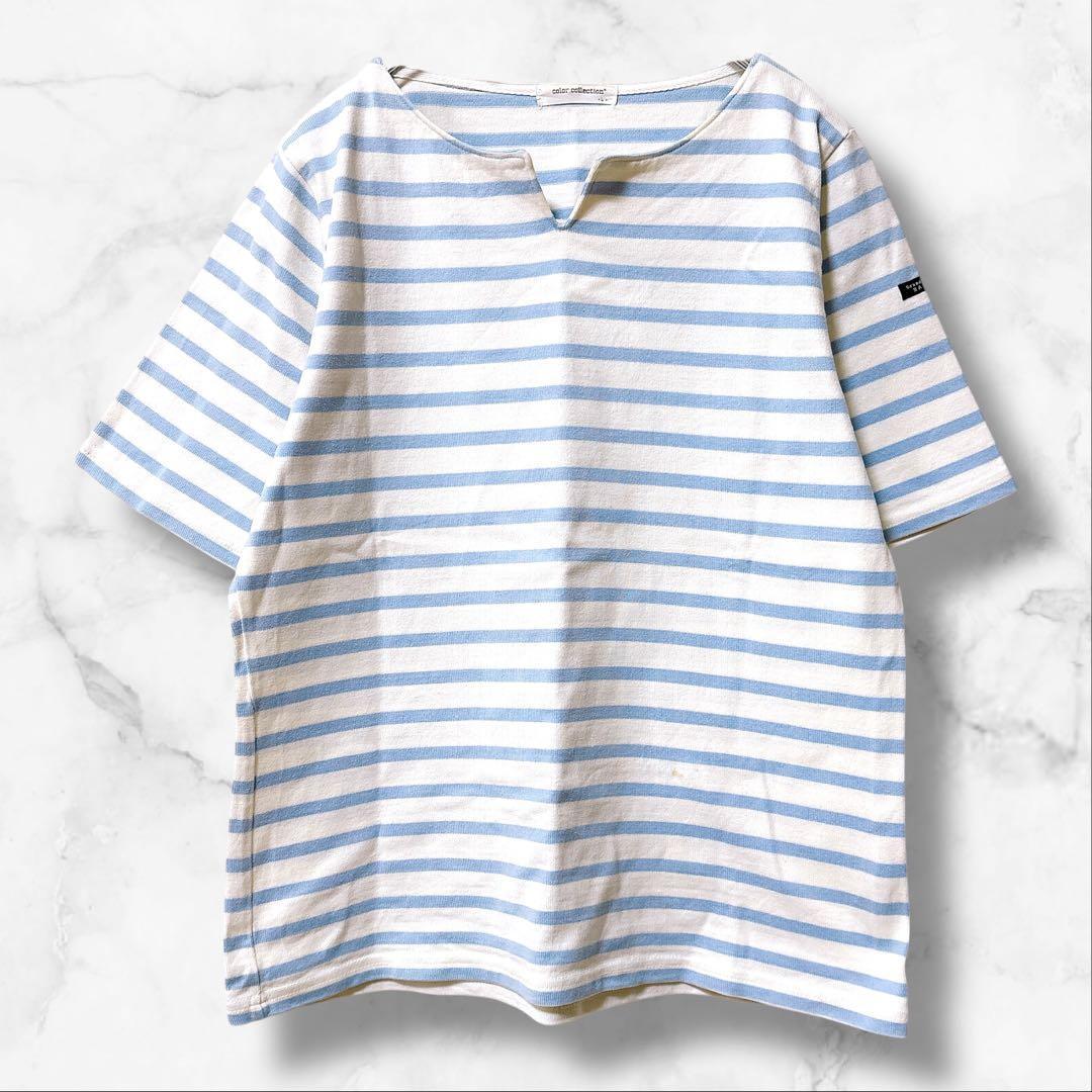 【Color Collection】Short Sleeve Cotton Cut and Sew Border All-Over Print (L)