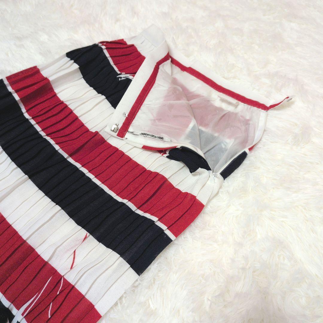 TOKYO NEW STAR Pleated Skirt, Knee-Length, Stripe, Size 9, Women's