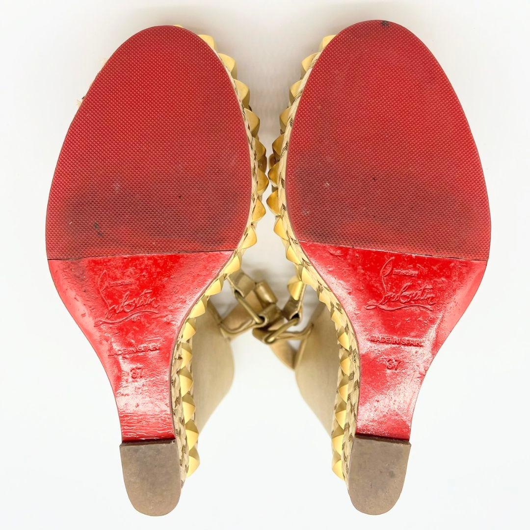 Christian Louboutin Gold Cataclou Wedge Sandals Studs