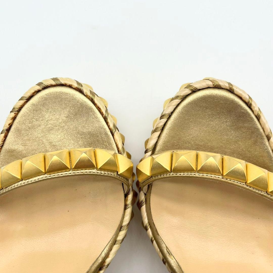 Christian Louboutin Gold Cataclou Wedge Sandals Studs