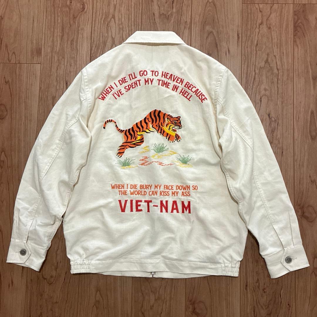 Houston Souvenir Jacket, Vietnam Embroidery, Natural White, Off-White, Tiger