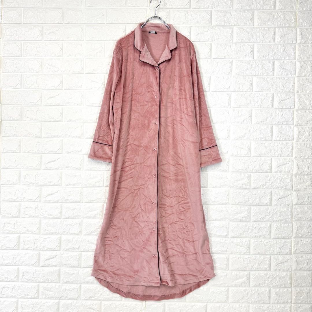 Francfranc / F / Pink / Long Gown / Velvet / Long Sleeve / Fall & Winter / Loungewear / Warm