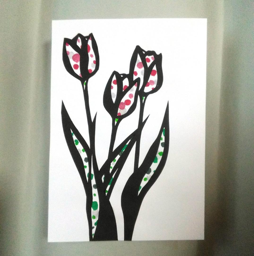 【Paper Cutting Art】Original Drawing A5 Size Tulips