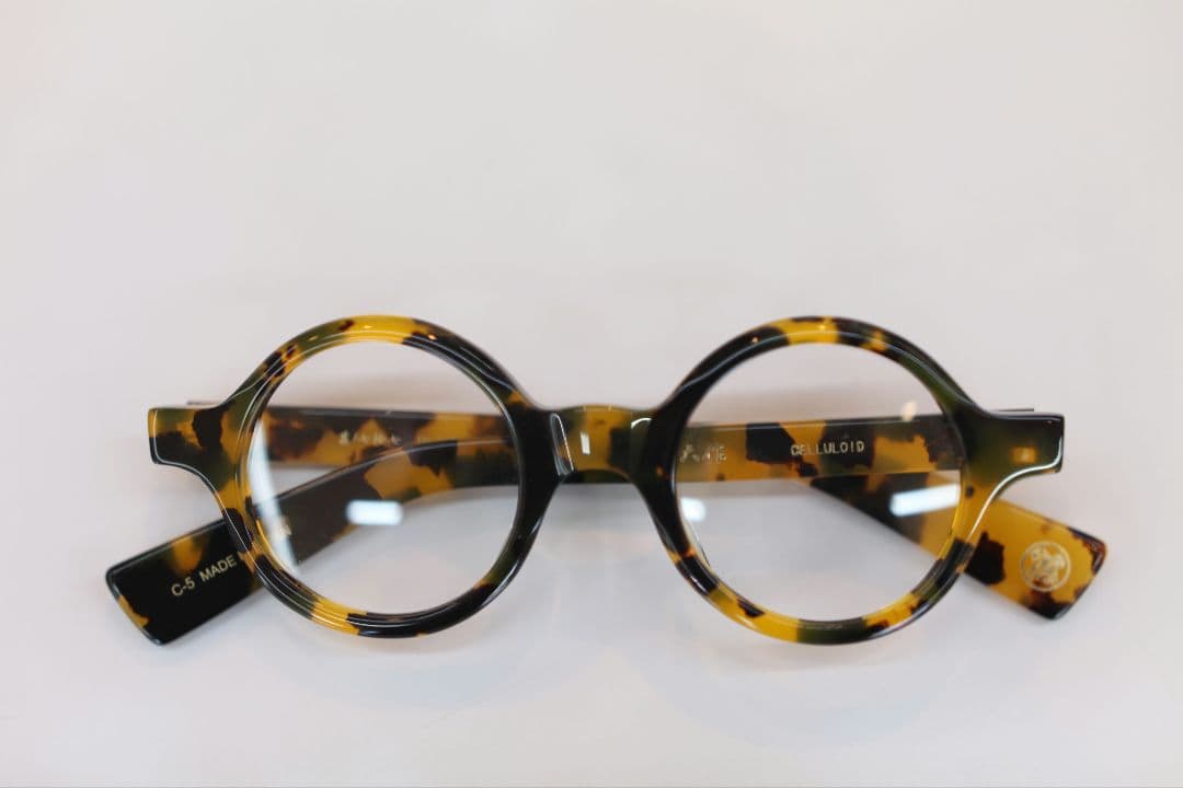 Jinroku Saku Round Glasses, Lloyd Style, Celluloid, Demi Pattern
