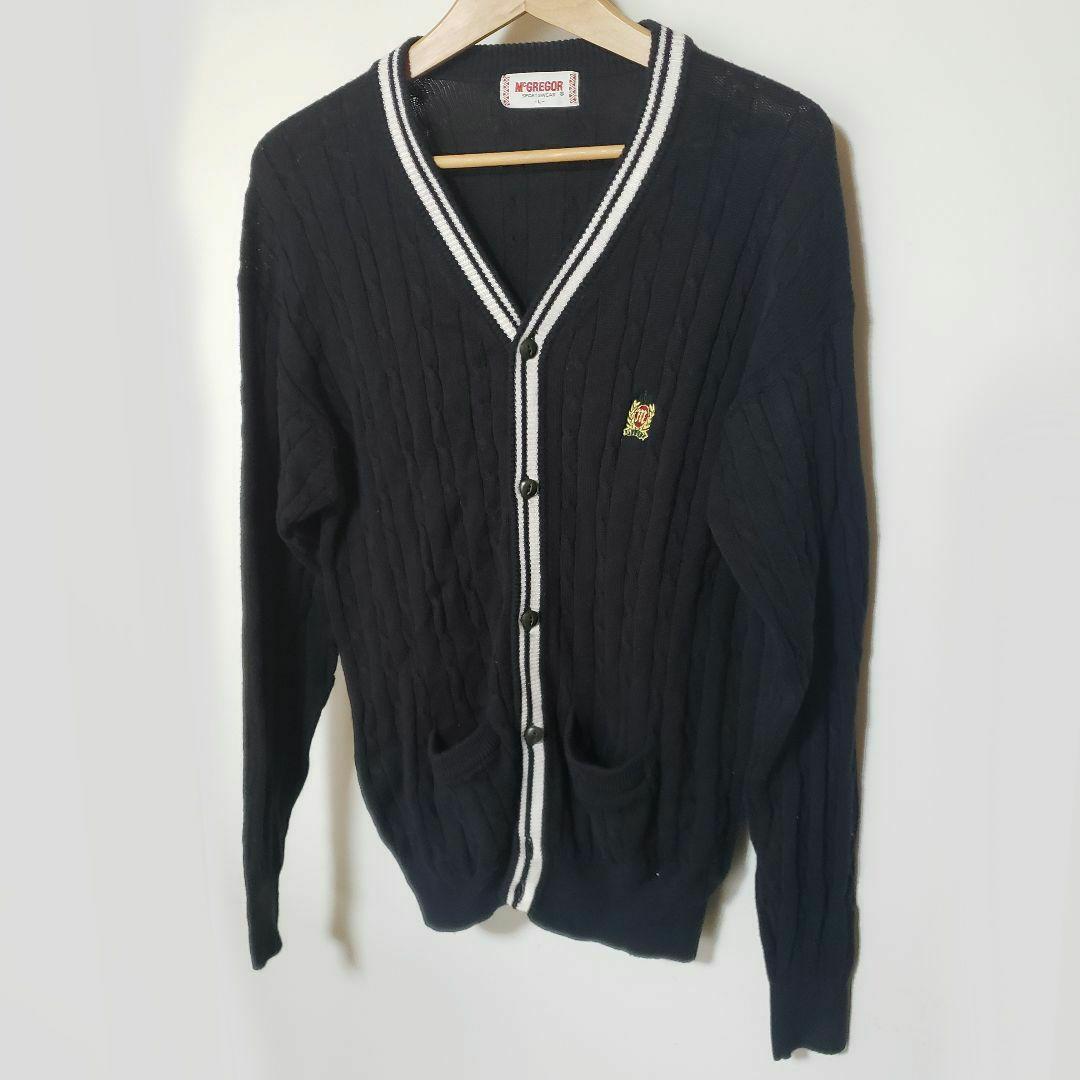Vintage Retro Navy Ribbed Cardigan