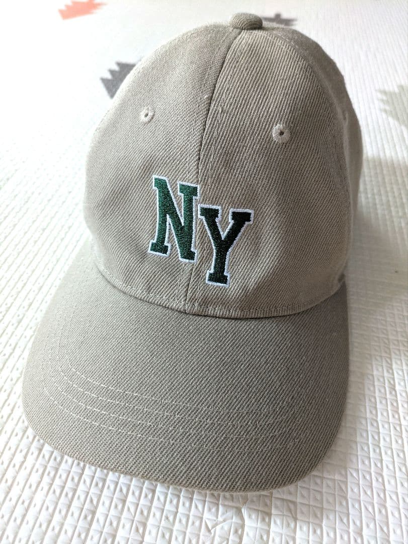 【Back Number】Beige NY Logo Embroidered Cap - Adjustable Size