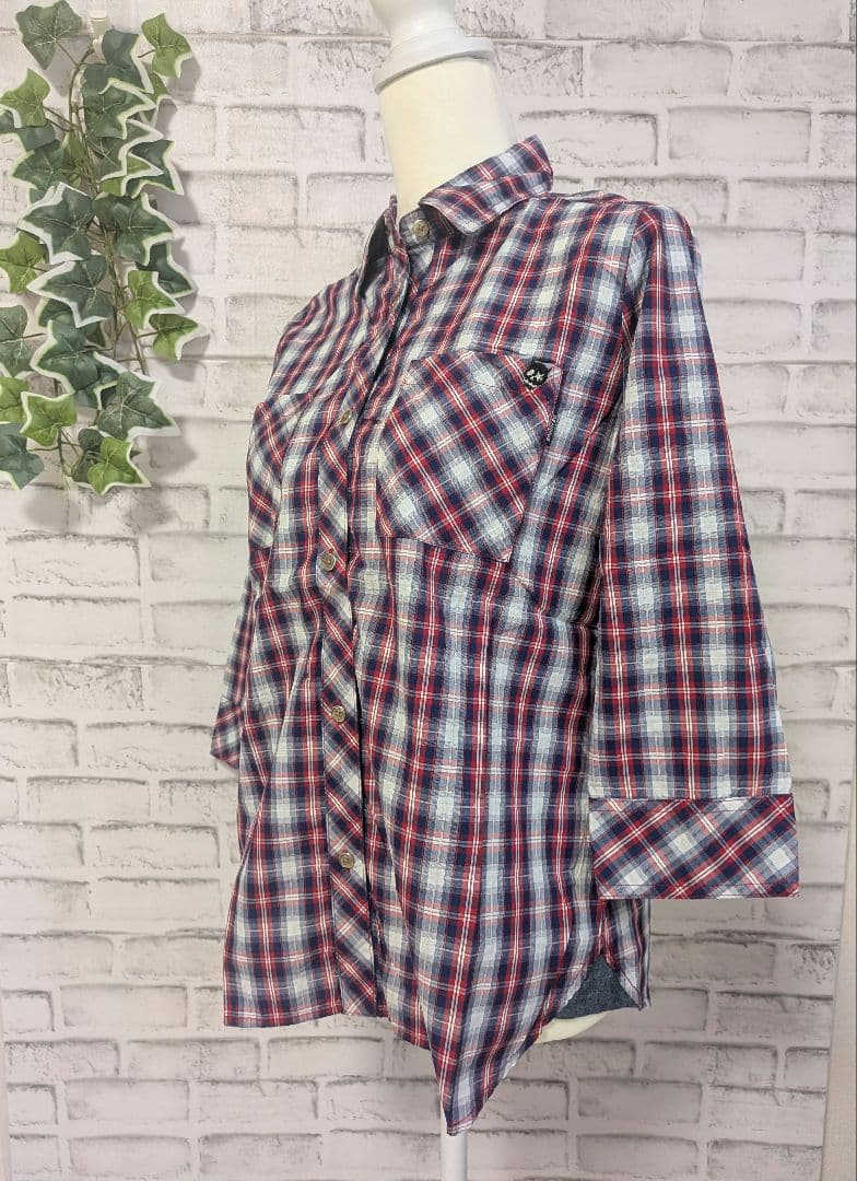 New [DENIMUS] Women's 3/4 Sleeve Check Shirt L
