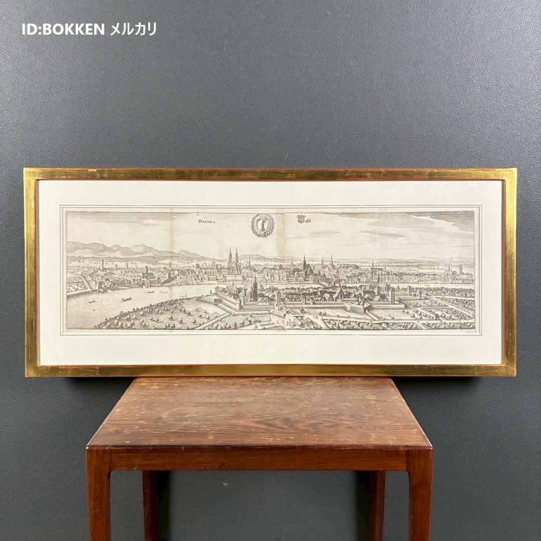 Vintage Basel City Map Copperplate Engraving Swiss City Circa 18th Century Antique Map