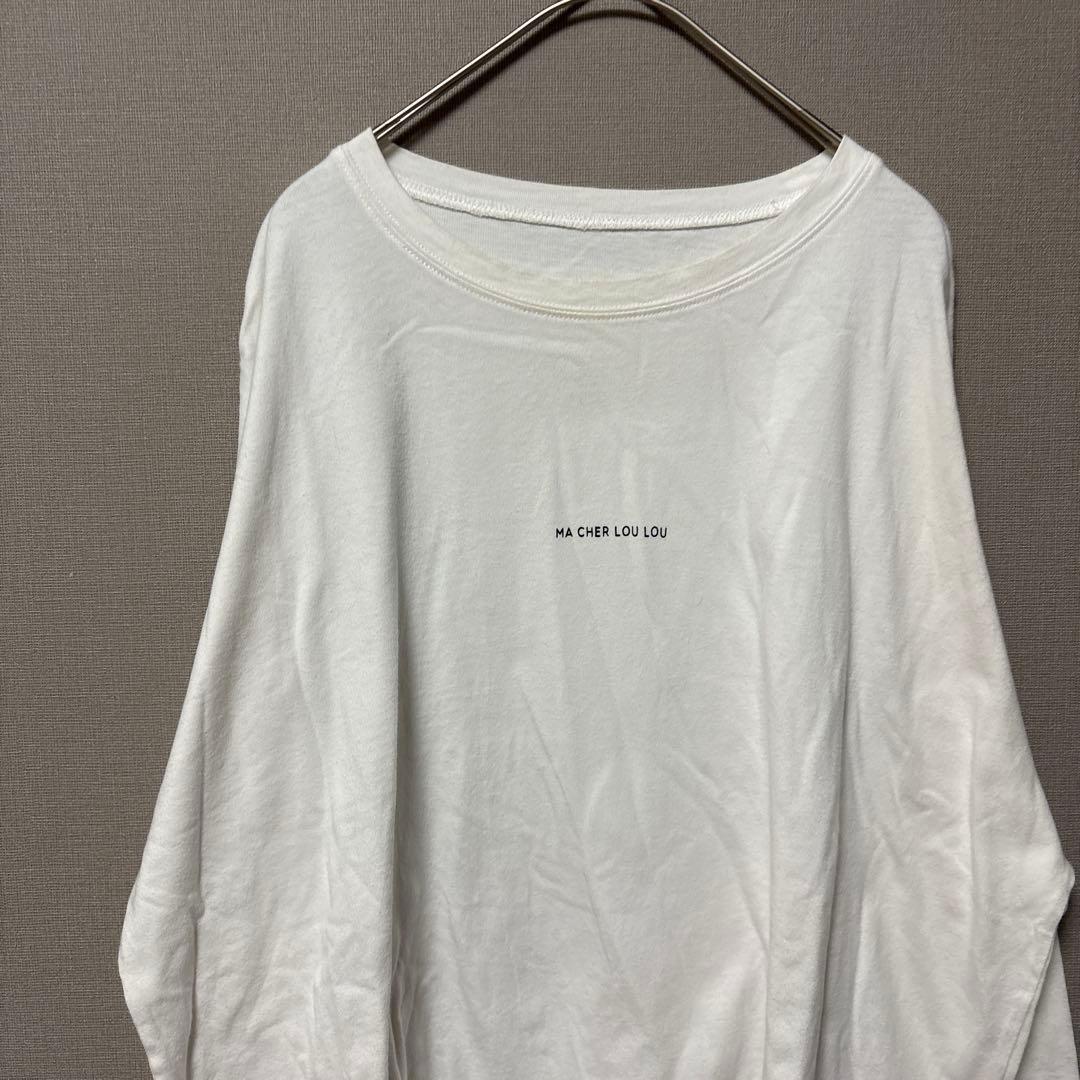 GRL Logo Print Long Sleeve T-Shirt (F) White Loose Oversized Fit
