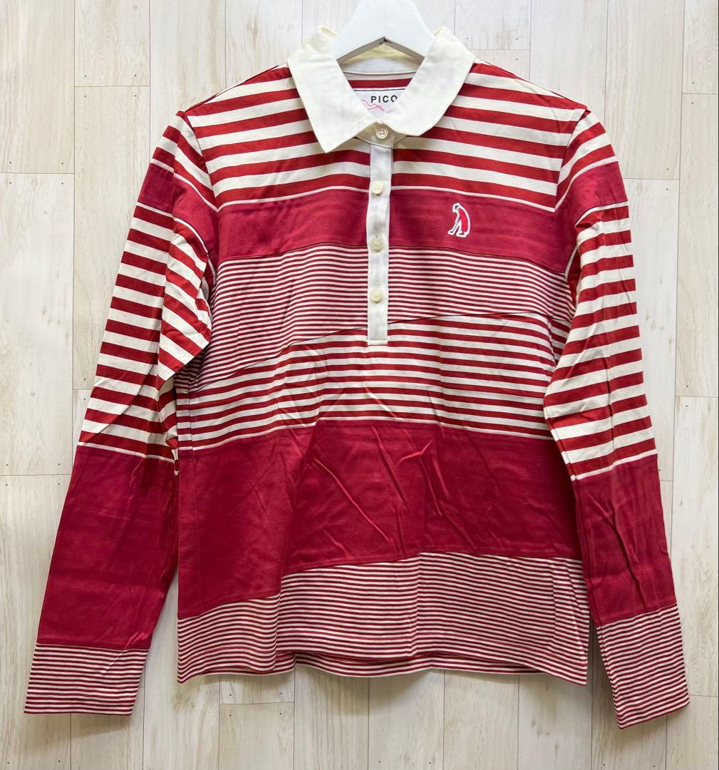PICONE Multi-Border Long Sleeve Polo Shirt Cut & Sewn, Size 1