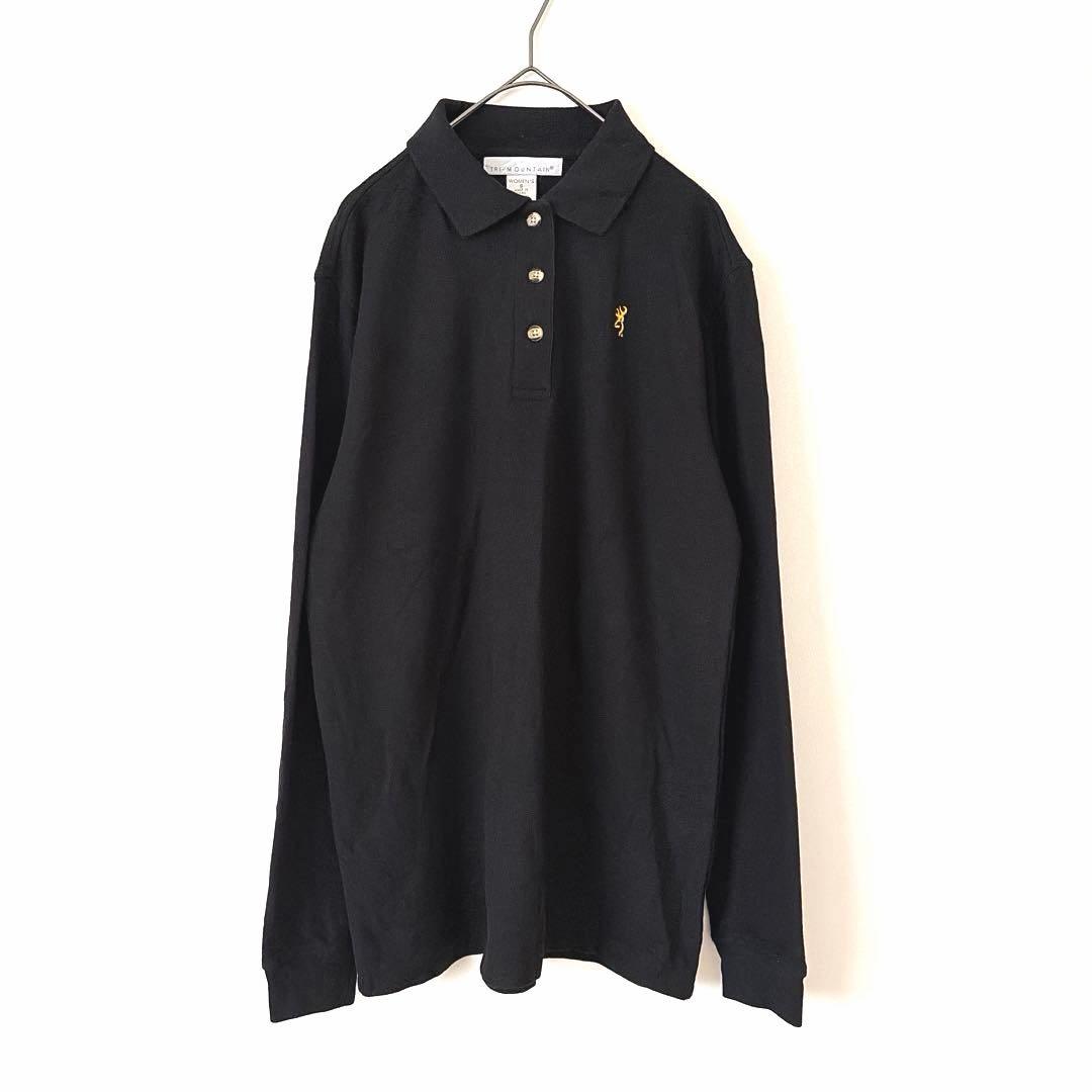TRI-MOUNTAIN Black Long-Sleeve Polo Shirt [S] Tops Collar Women's