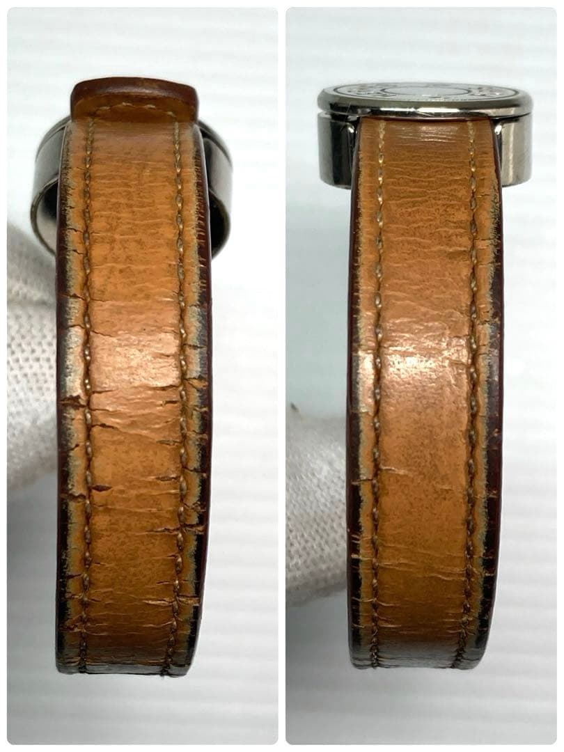 Hermes Sellier Looping Leather Bracelet with Silver Hardware, Includes Box