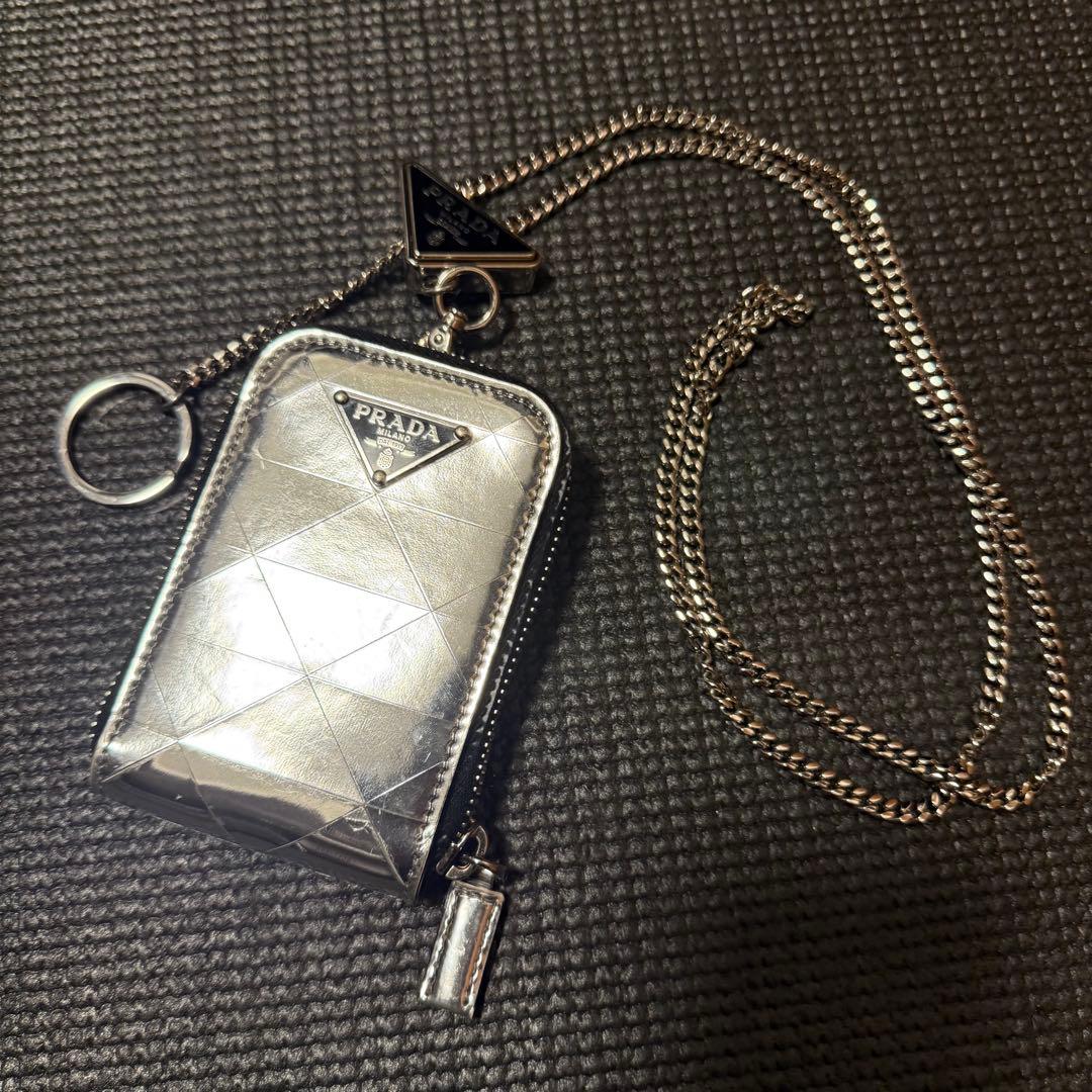 PRADA Silver Fragment Case with Chain