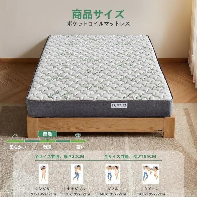 Unused Bamboo Fiber Mattress Double Memory Foam 5-Zone Support Breathable