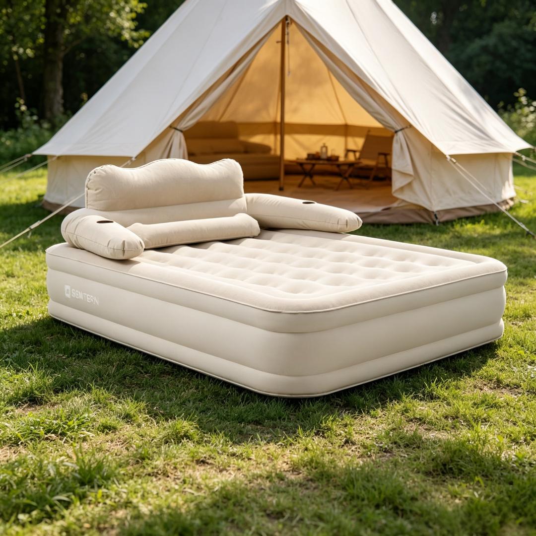 【Gray】Electric Airbed Size 196*150*47cm Camping Mat