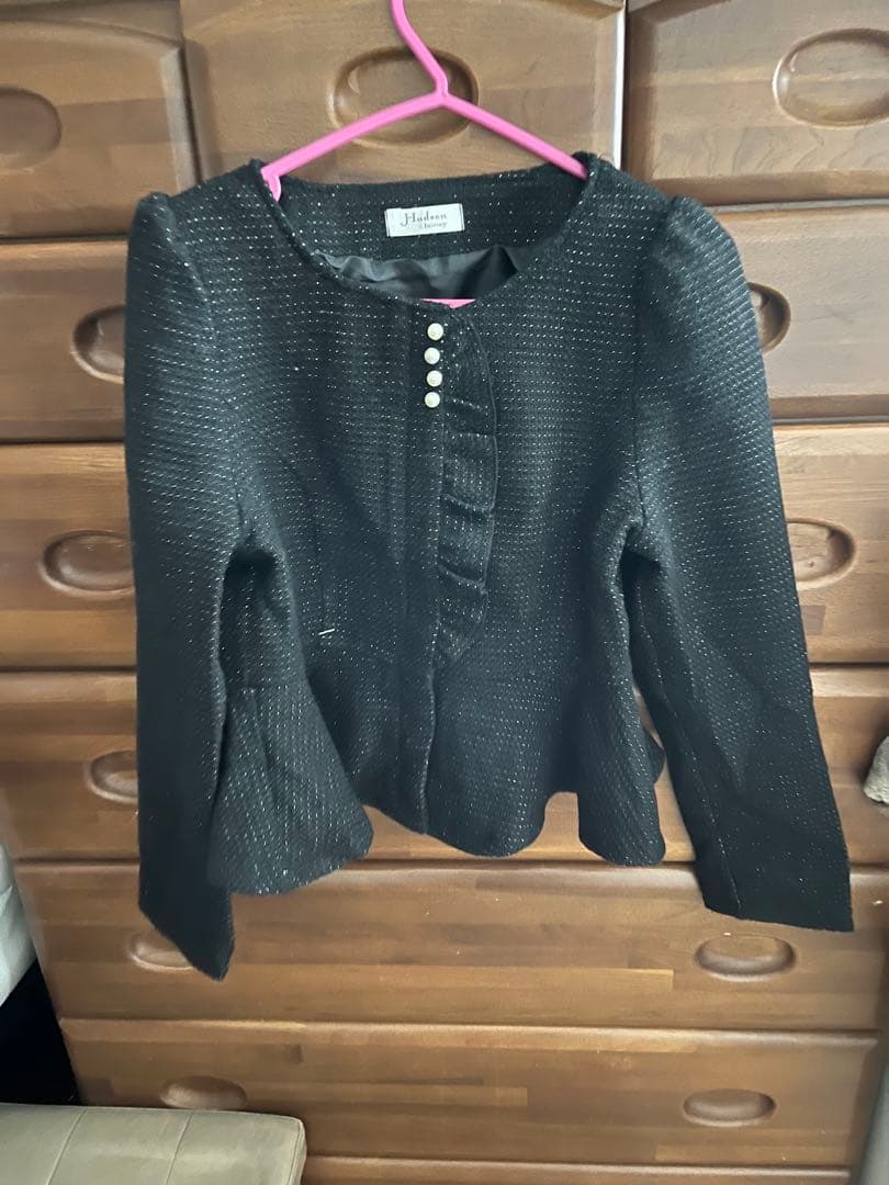 Tweed-style Peplum Top - Black - New, Unused