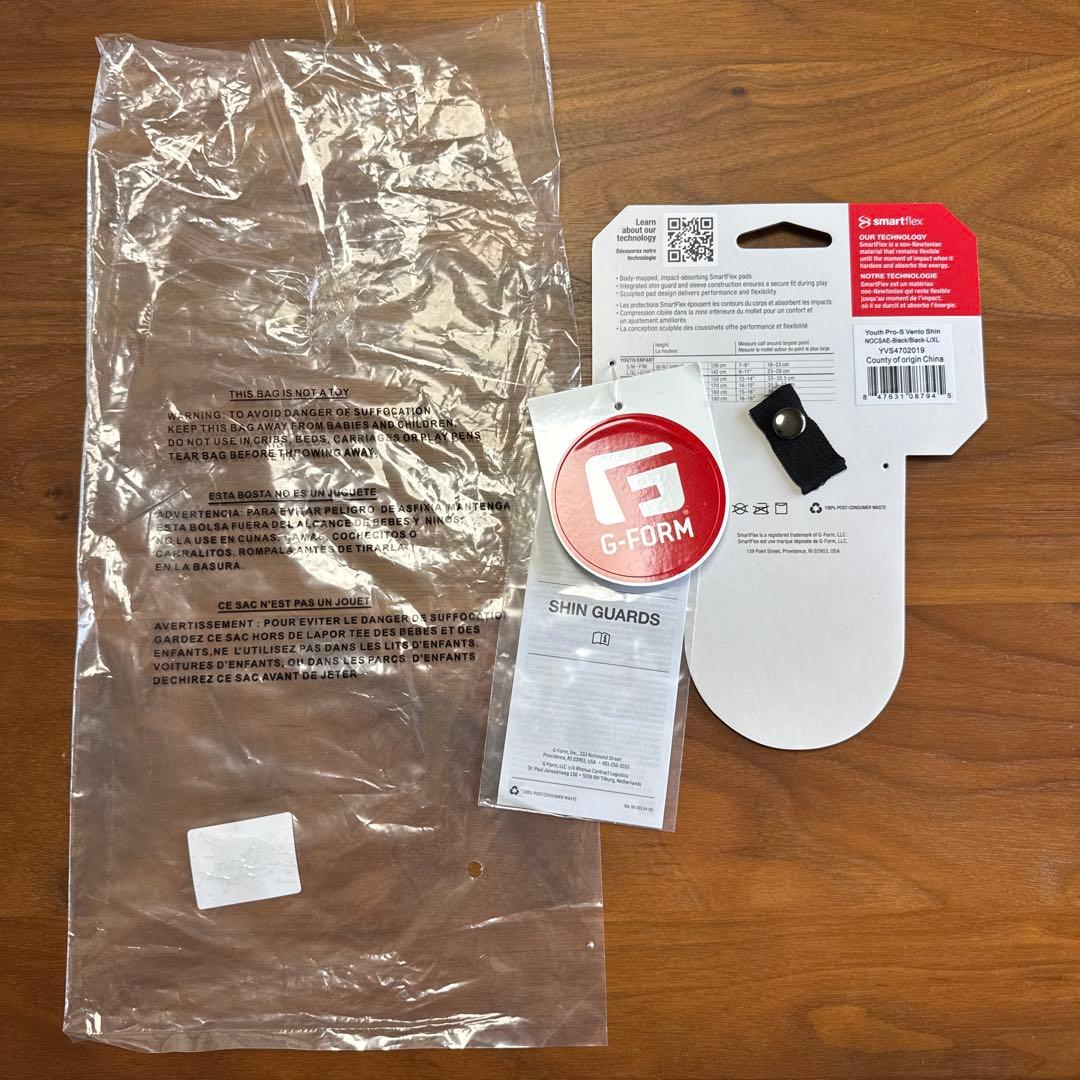 New, Unused G-Form PRO-S VENTO Shin Guards for Juniors, Size L/XL