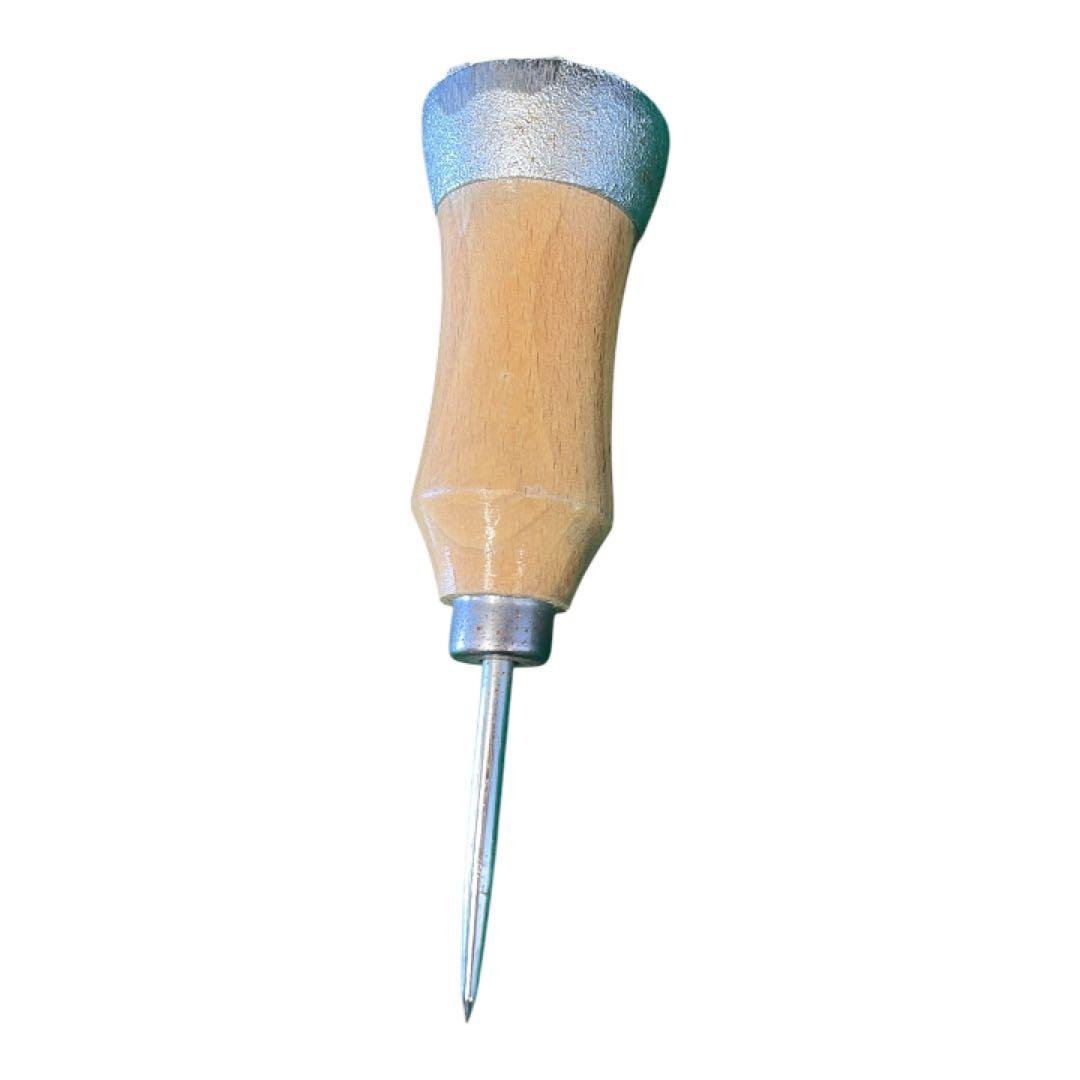 Leathercraft Awl with Wooden Handle, Made in Japan, Approx. 14cm