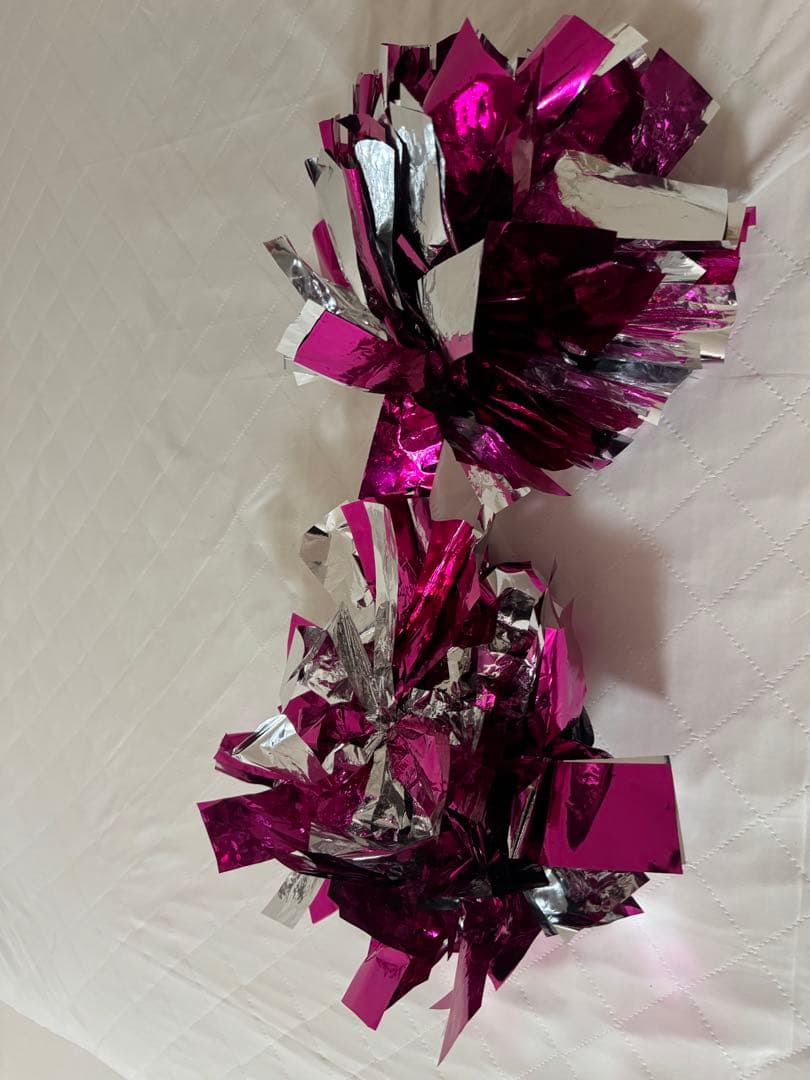 Pink and Silver Pom-Poms (Set of 2)
