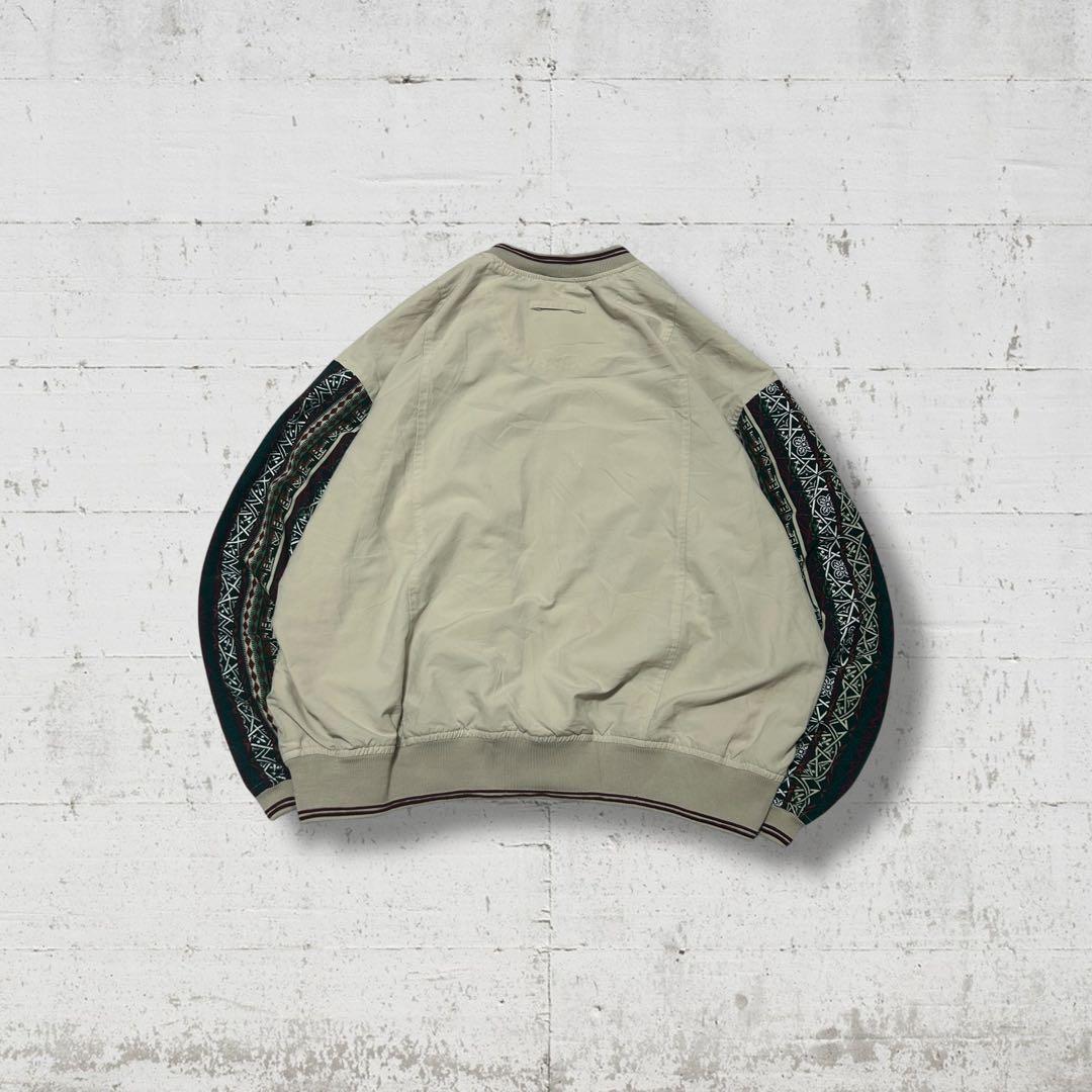 NIKE 90s Ethnic Style Blouson - Retro Color Block Design - Green x Beige - M
