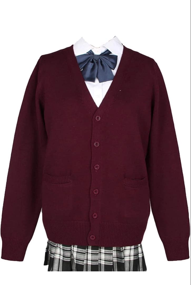 Red Cardigan Knit Uniform