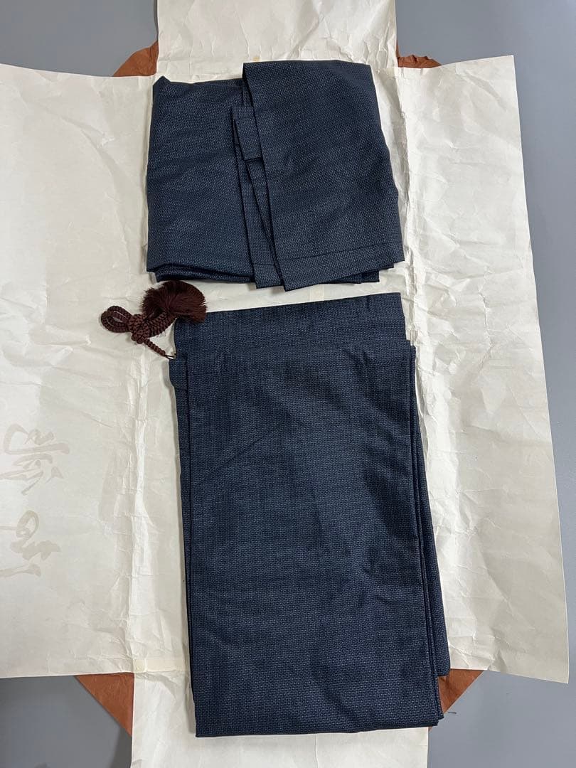 Men's Kimono Haori Ensemble 2-Piece Set Dark Navy 140cm (Defective Item)
