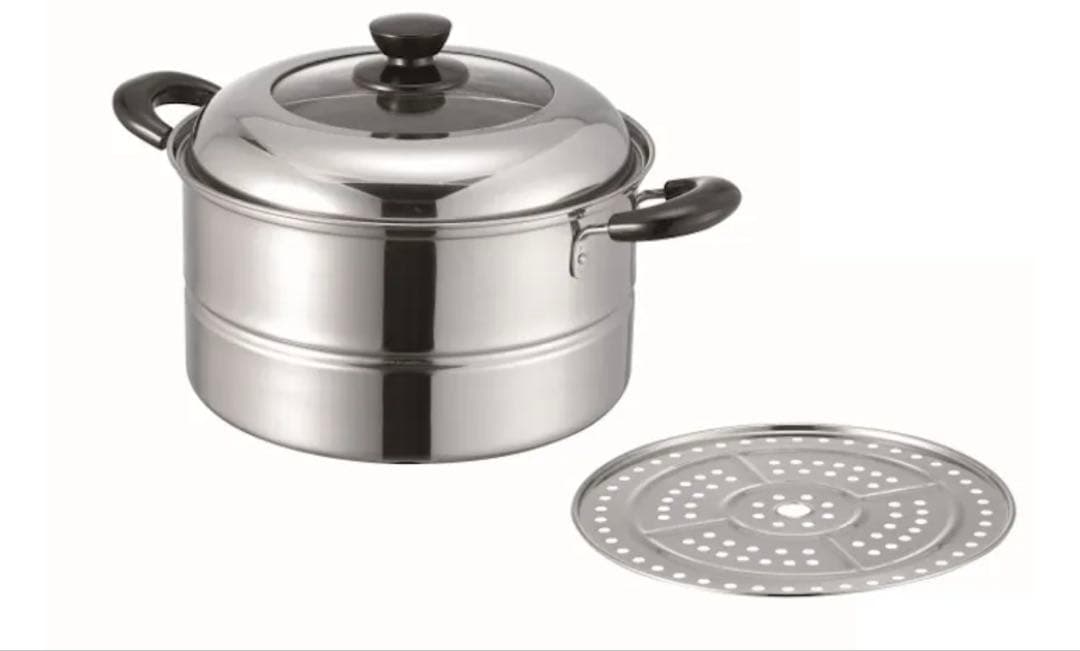 Stainless Steel Steamer Pot, Two-Tier, Large Capacity, Double Handle Pot
