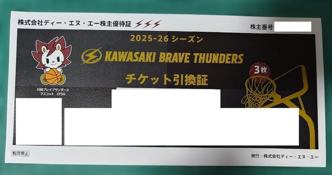 DeNA Shareholder Benefits Kawasaki Brave Thunders 2025-2026