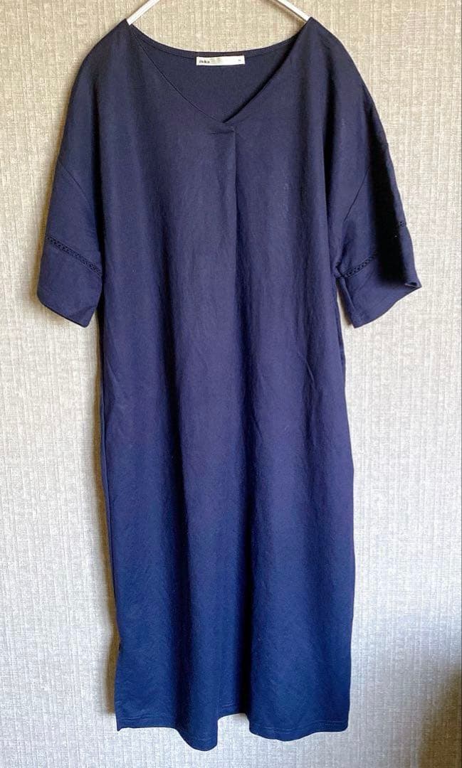 ikka Short Sleeve One-Piece Dress Navy